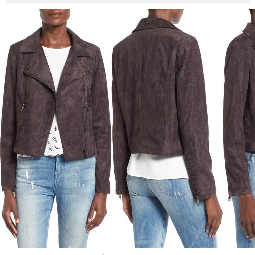 Astr charcoal faux suede moto jacket